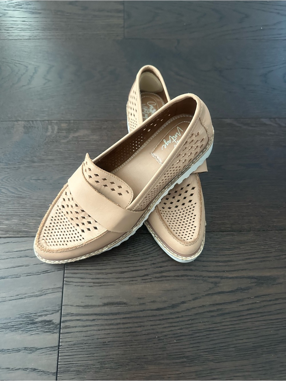 Crown Vintage Taupe Perforated Slip-On Moccasins